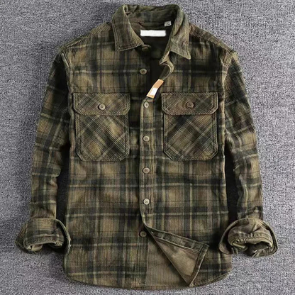 Men's Plaid Flannel Shirt Vintage Style