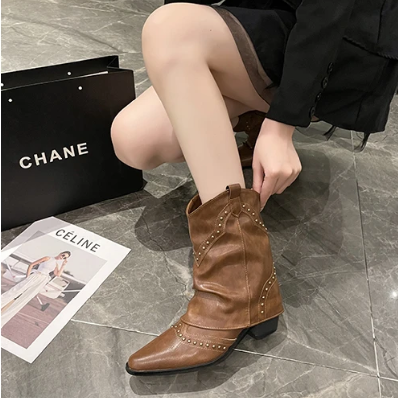 Women's Studded Ankle Boots Slouchy