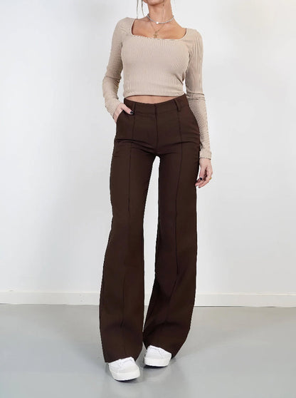 Women's Wide Leg High Waisted Trousers
