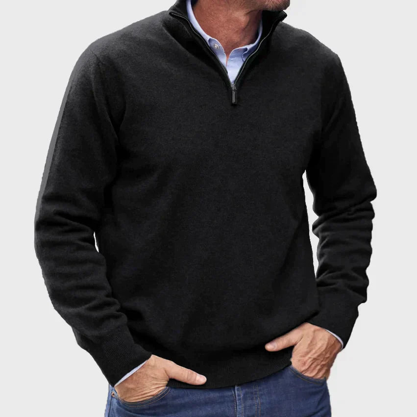 Men's Knit Half-Zip Jumper Ribbed Cuffs