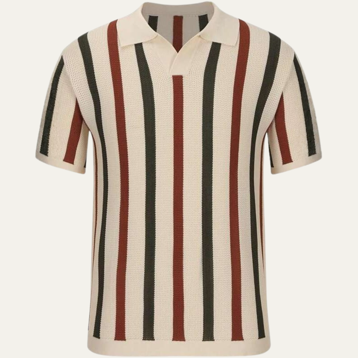 Men's Striped Polo Shirt Vintage Knit - VibreMode