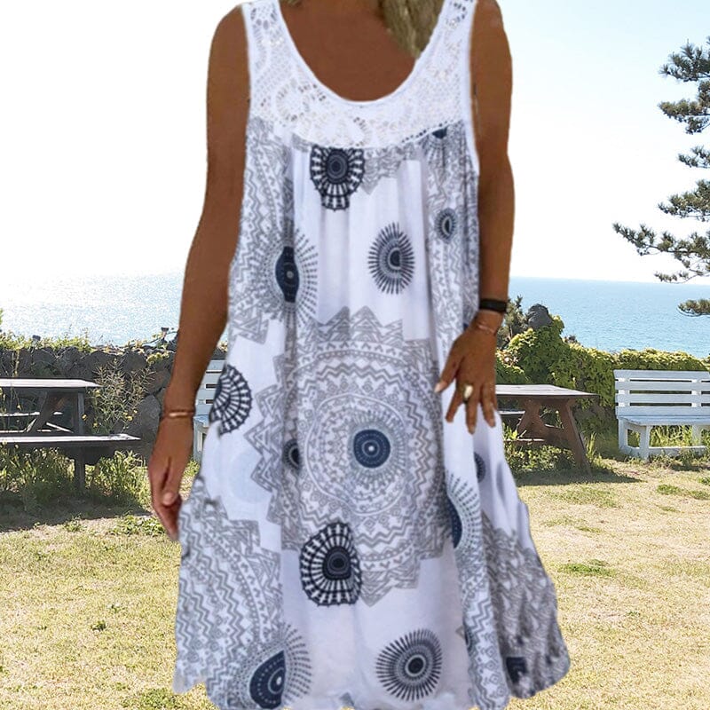 Women's Midi Summer Dress Wide Shoulder Straps - VibreMode