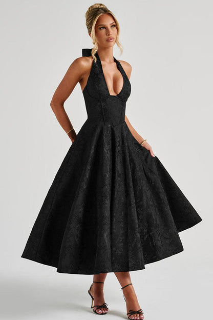 Elegant V Neck Strapless Maxi Evening Dress