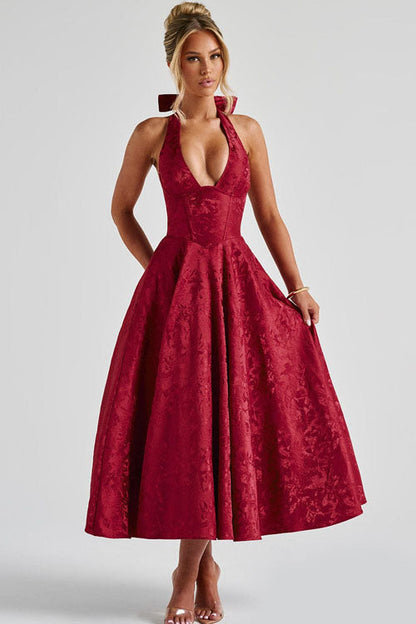 Elegant V Neck Strapless Maxi Evening Dress