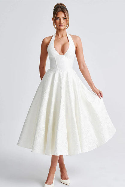 Women's Halterneck Maxi Dress V-Neck