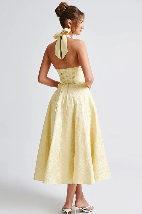 Women's Halterneck Maxi Dress V-Neck