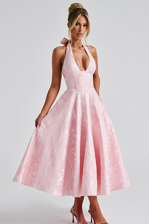 Elegant V Neck Strapless Maxi Evening Dress