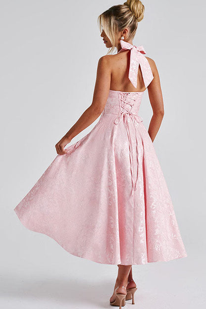 Women's Halterneck Maxi Dress V-Neck