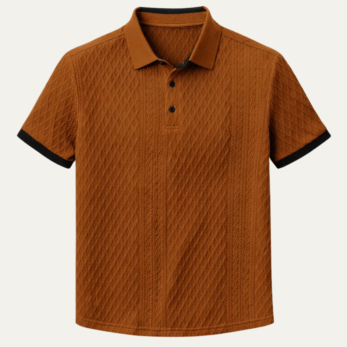 Men's Textured Polo Shirt Contrast Collar - VibreMode