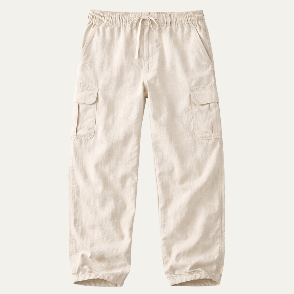 Men's Cotton Linen Cargo Pants Loose Fit Multi Pocket - VibreMode