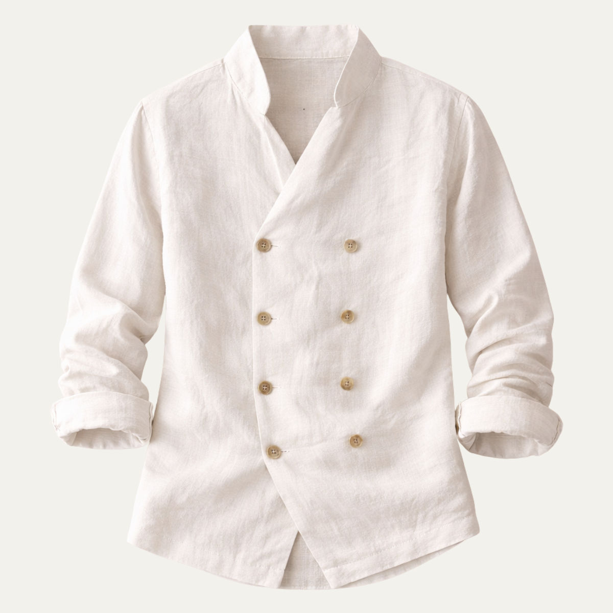 Men's Double Breasted Cotton Linen Shirt - VibreMode