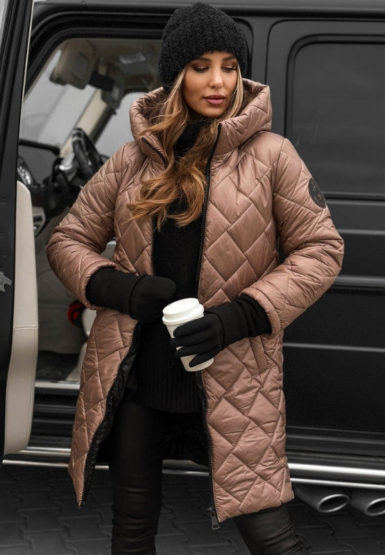 Women's Longline Hooded Puffer Jacket - VibreMode