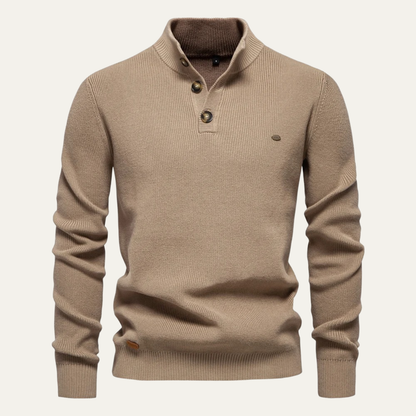 Vulcano Men's Turtleneck Sweater Mock Neck Button Up - VibreMode