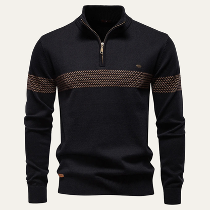 Men's Half Zip Wool Blend Sweater - VibreMode