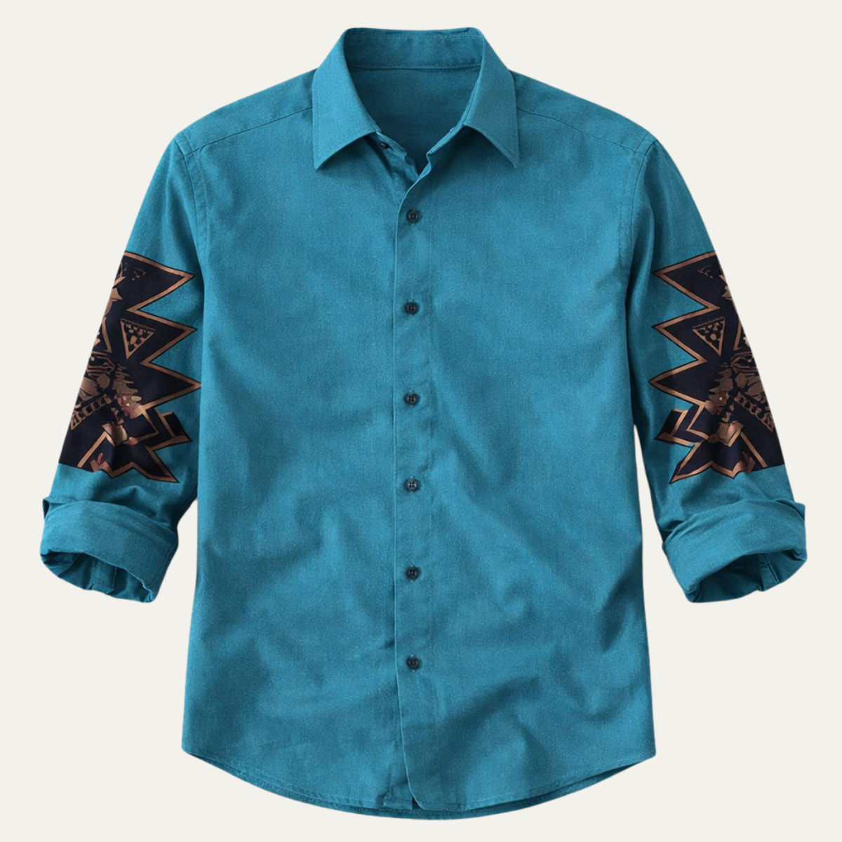 Men's Western Denim Shirt Two Tone Patchwork Blue - VibreMode
