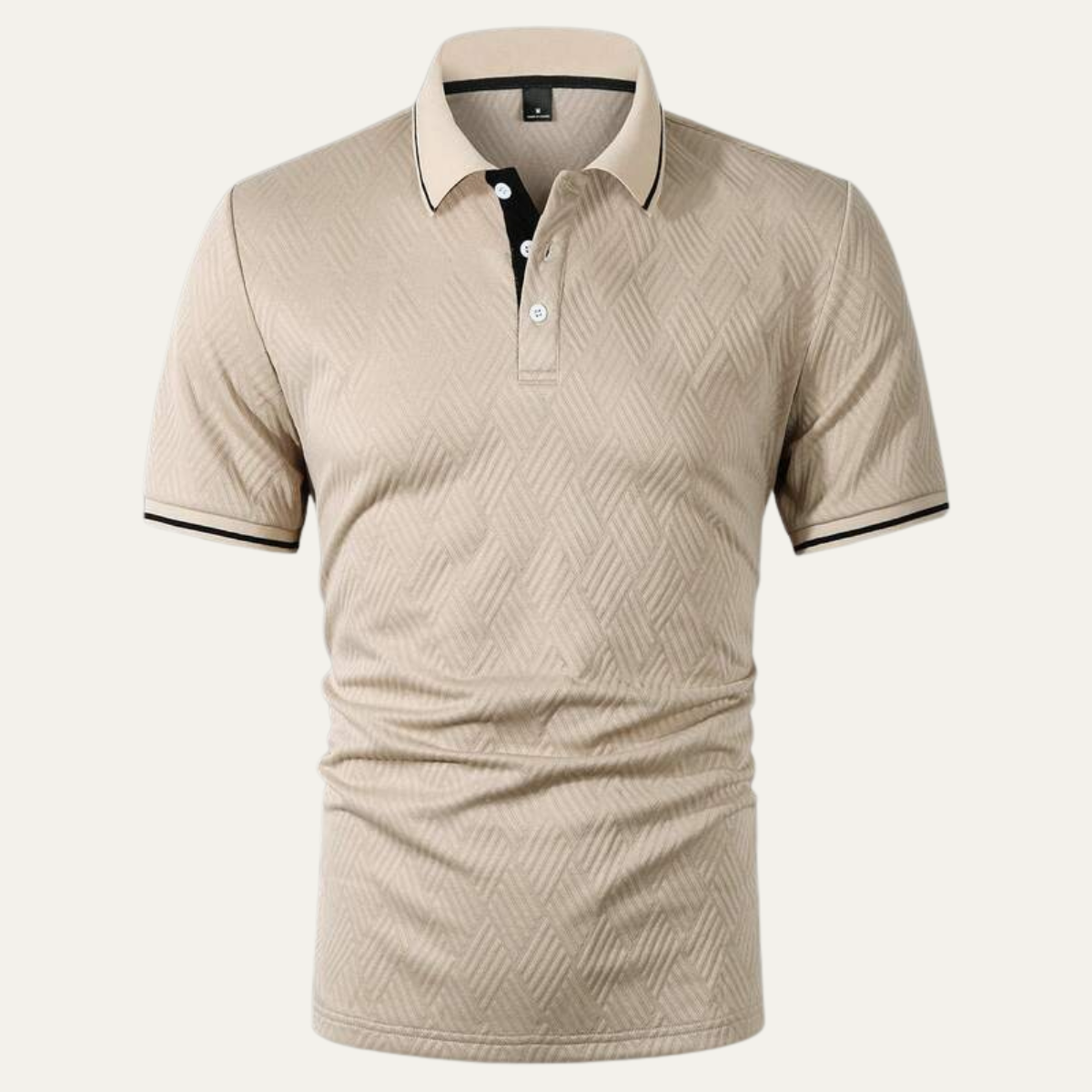 Men's Textured Polo Shirt Apricot - VibreMode