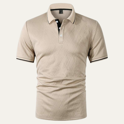 Men's Textured Polo Shirt Apricot - VibreMode