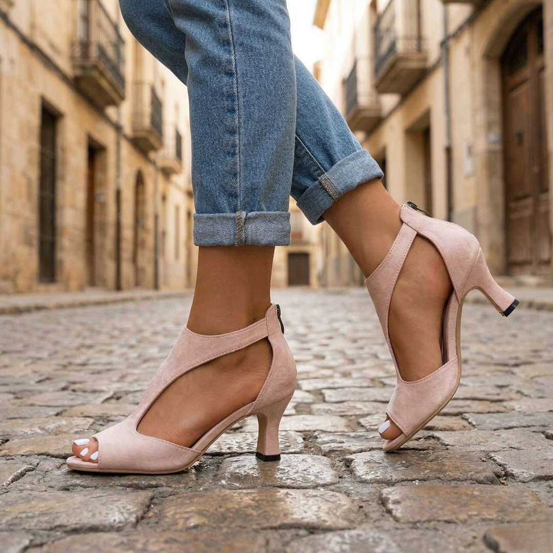 Peep Toe Heels Kitten Heel Ankle Strap Women