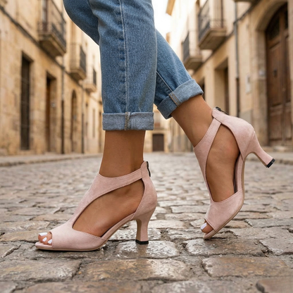 Peep Toe Heels Kitten Heel Ankle Strap Women