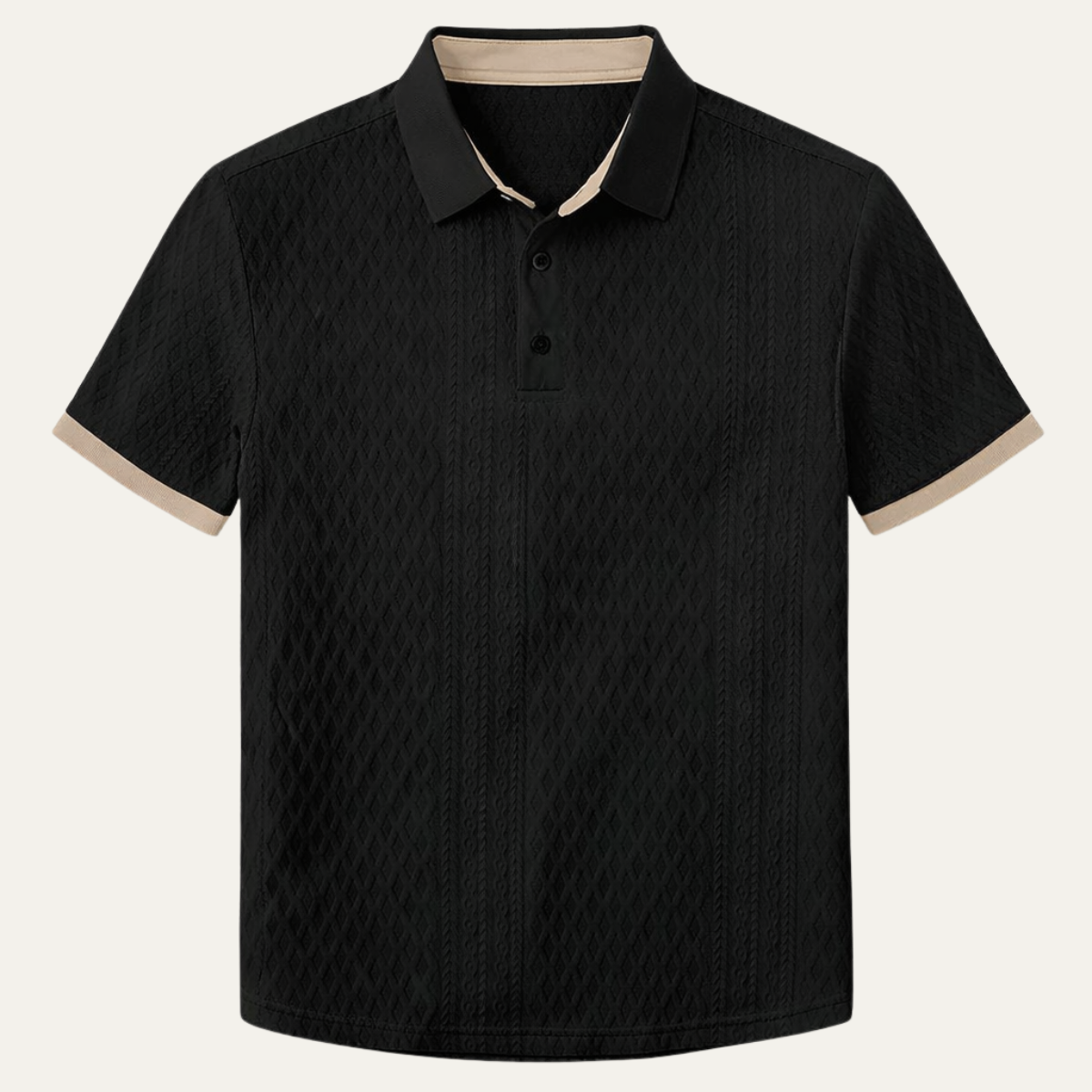 Cedarcrest Park Men's Textured Polo Shirt Contrast Collar - VibreMode