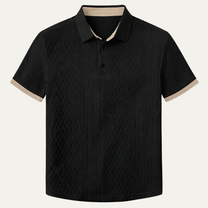 Cedarcrest Park Men's Textured Polo Shirt Contrast Collar - VibreMode