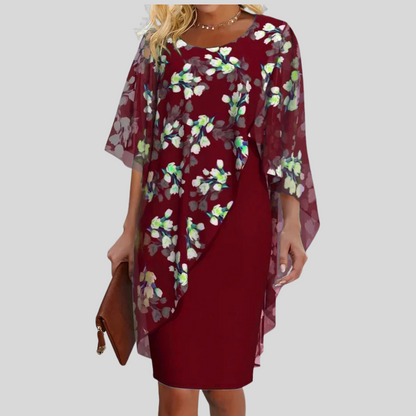 Women's Floral Chiffon Dress Elegant Print