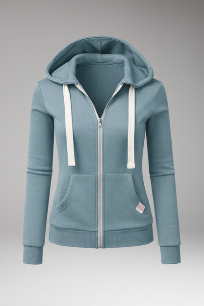 Women's Zipper Hoodie With Front Pockets - VibreMode