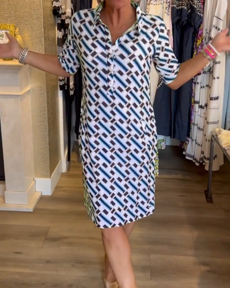 Trendy Graphic Print V Neck Dress