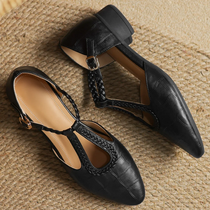 Classic Ladies Pointed Toe Leather Flat Shoes
