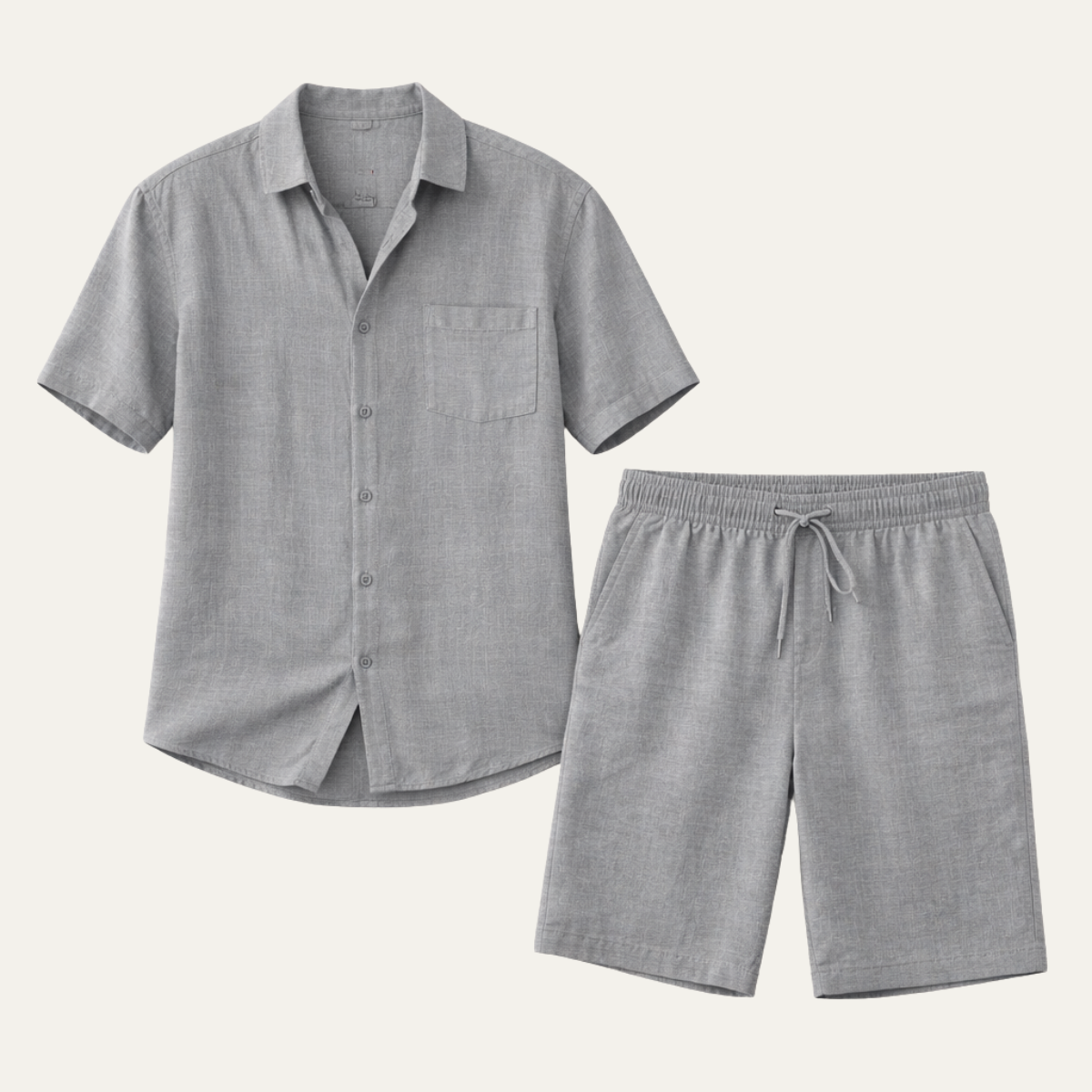 Men's Linen Shirt And Shorts Breathable Summer Set - VibreMode