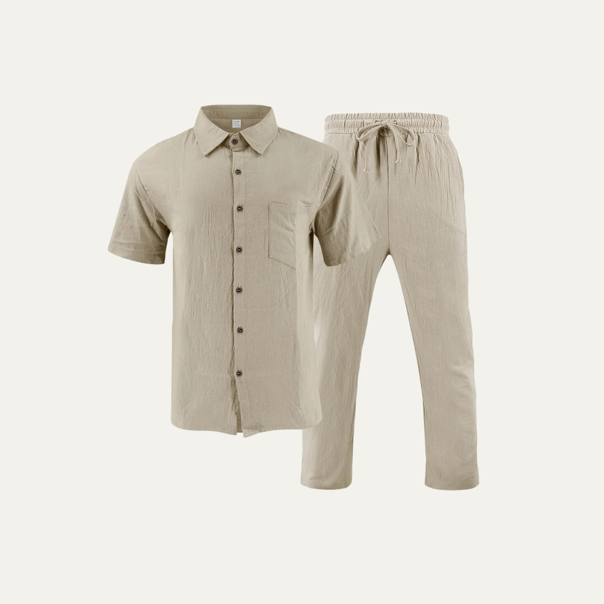 Men's Linen Shirt And Pants Set Natural Summer - VibreMode