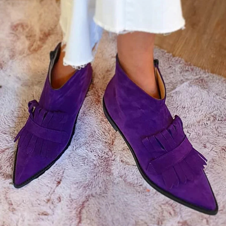 Women's Low Heel Tassel Boots - VibreMode