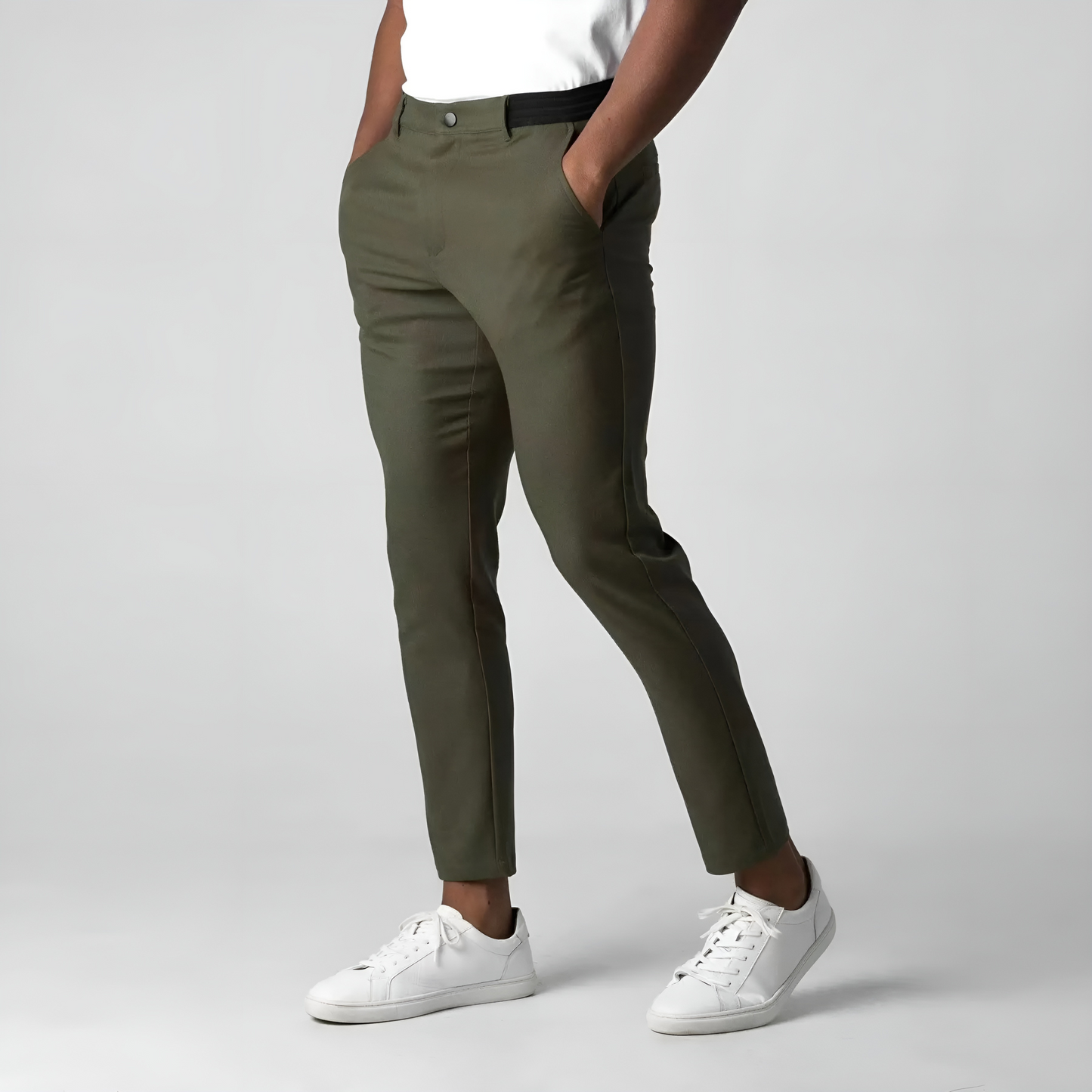 Men's Slim Leg Trousers Button Waist