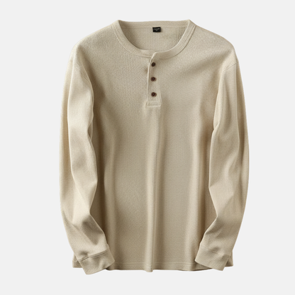 Men's Relaxed Fit Henley Shirt Casual Ribbed - VibreMode