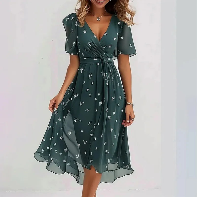 Women's Knee Length Floral Summer Dress