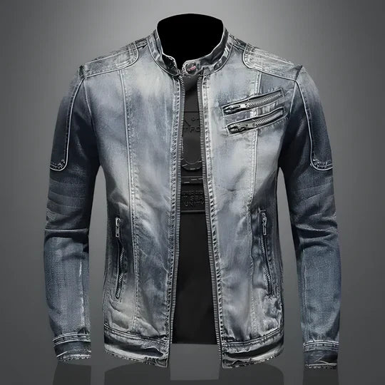Men's Retro Denim Jacket Comfortable Rugged Blue