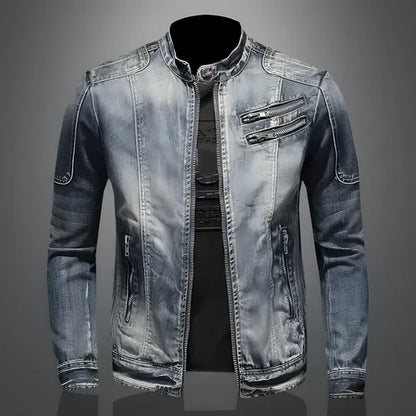 Men's Retro Denim Jacket Rugged Comfortable Blue
