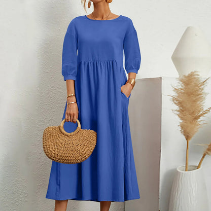 Women's Patchwork Midi Dress Casual Comfortable - VibreMode