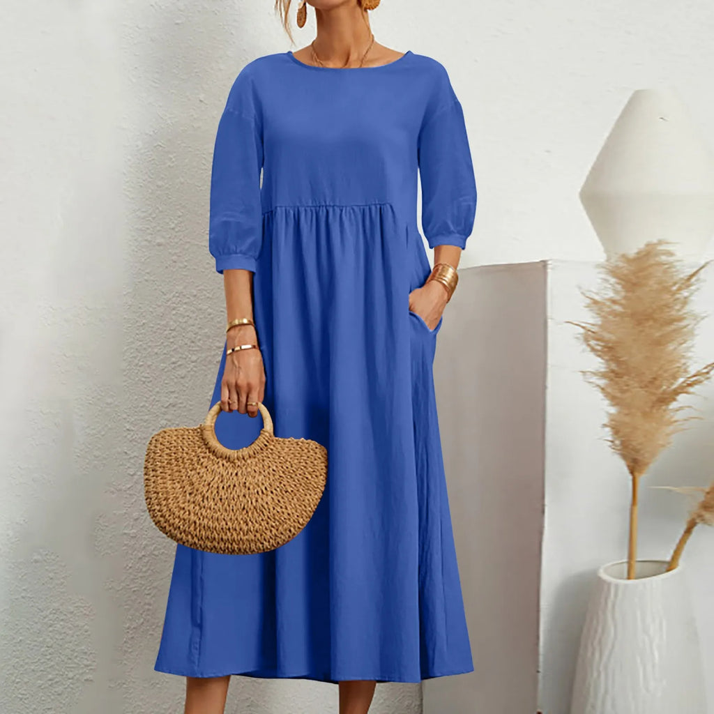 Women's Midi Patchwork Dress Casual Comfortable - VibreMode