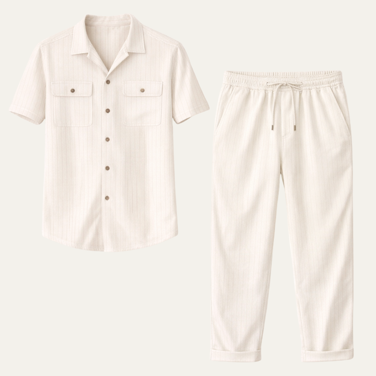 Edgemont Men's Casual Button Up Shirt Pants Set - VibreMode