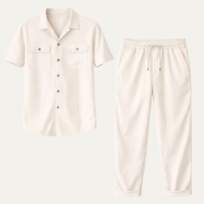 Edgemont Men's Casual Button Up Shirt Pants Set - VibreMode