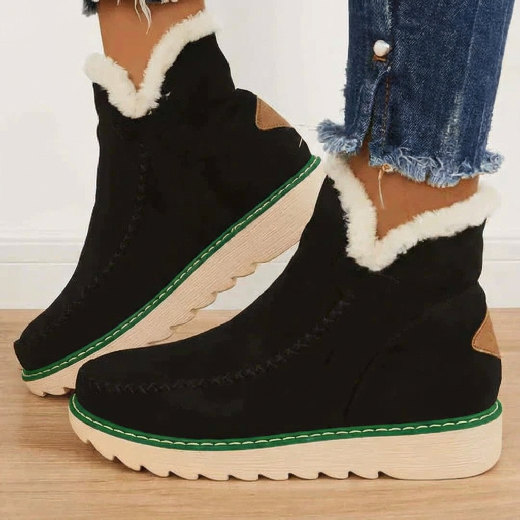 Women's Fleece-Lined Ankle Boots Slip-On Comfortable - VibreMode