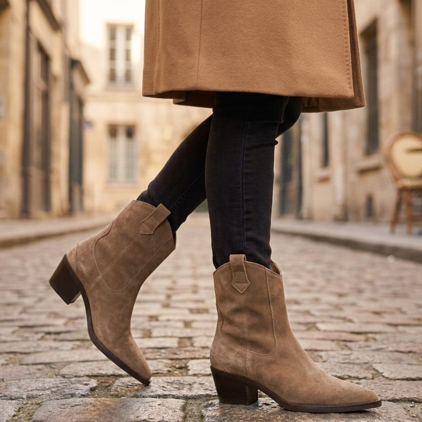 Ankle Boots Block Heel Pointed Toe Suede Women
