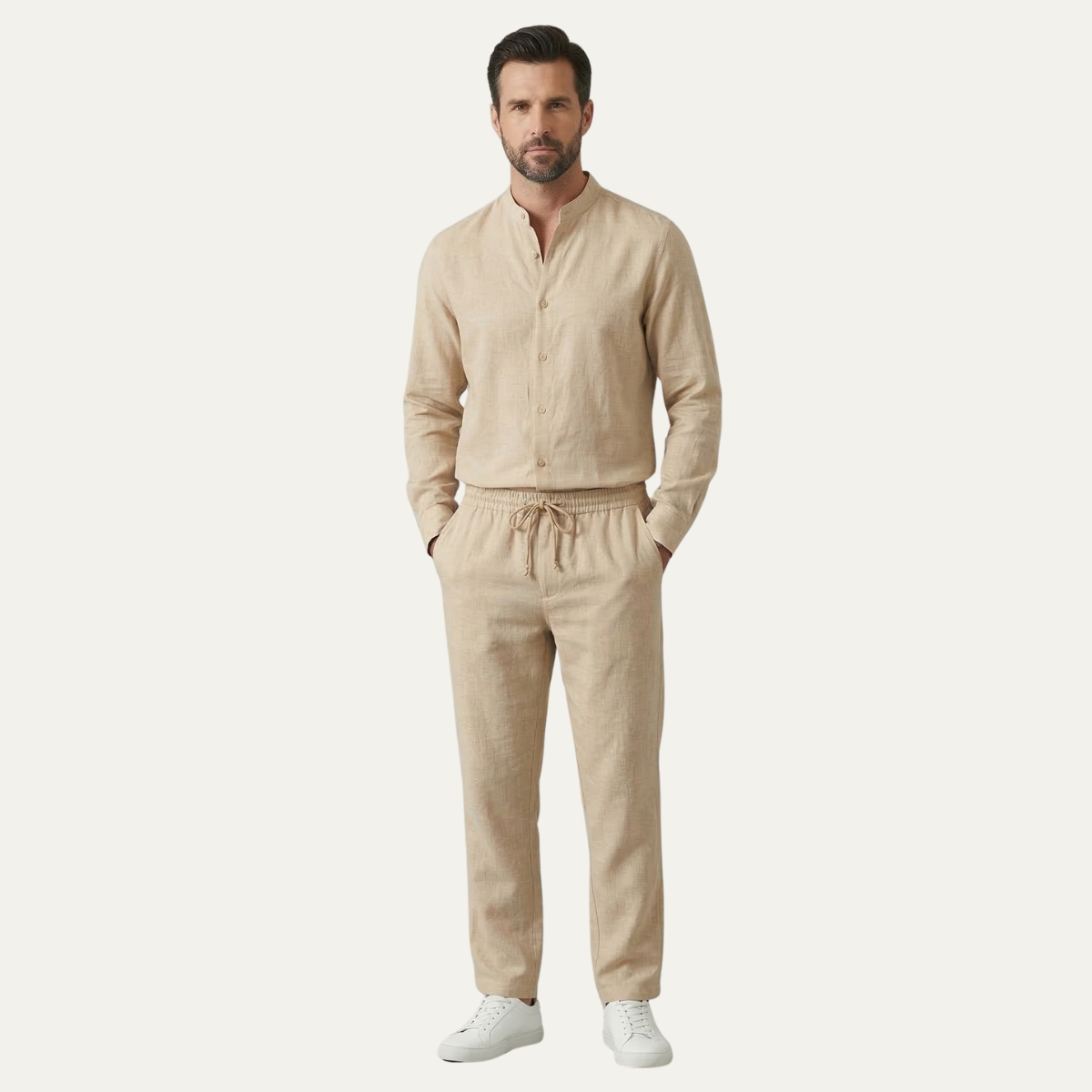 Men's Cotton Linen Shirt Pants Set