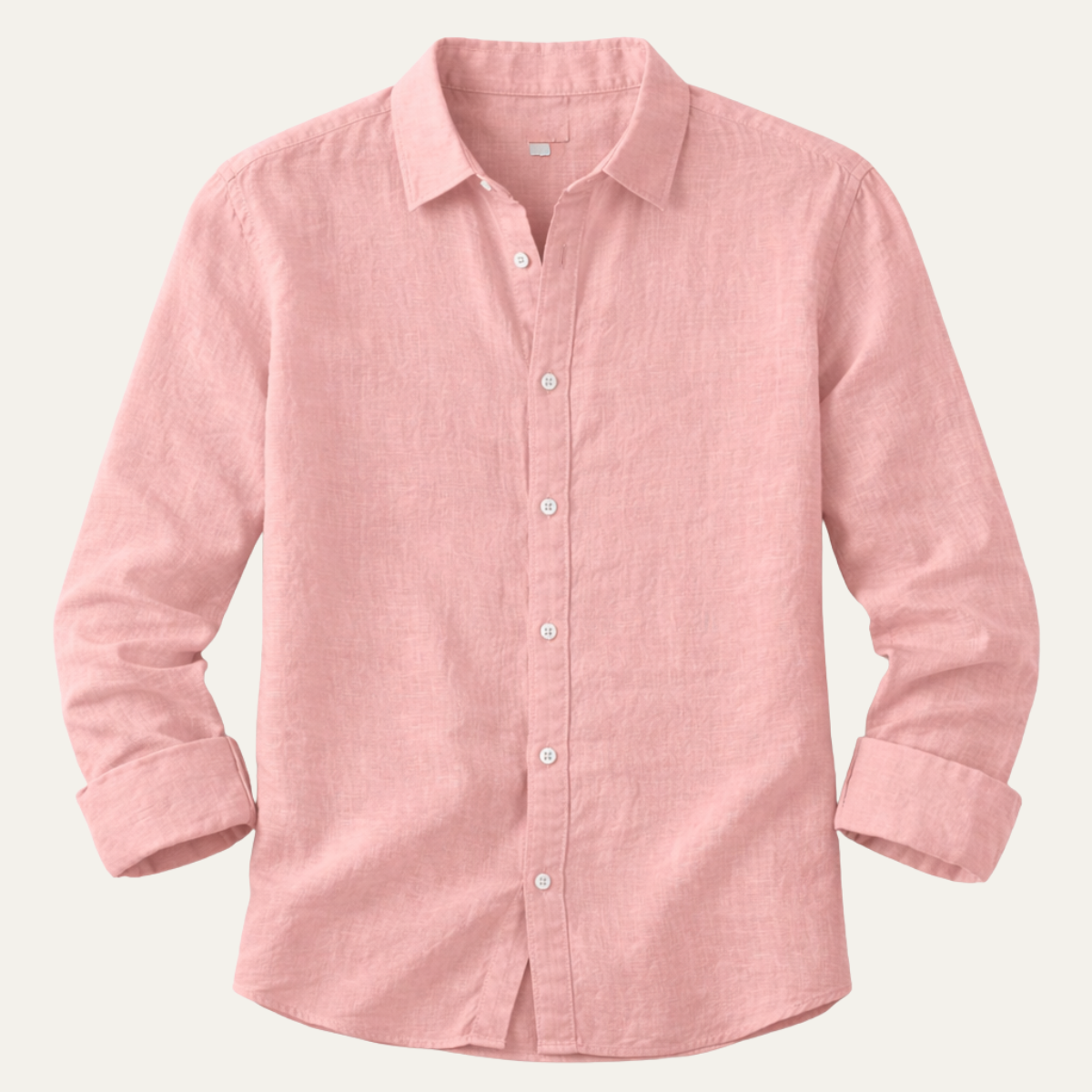 Men's Linen Casual Button Up Shirt Lightweight Beige - VibreMode