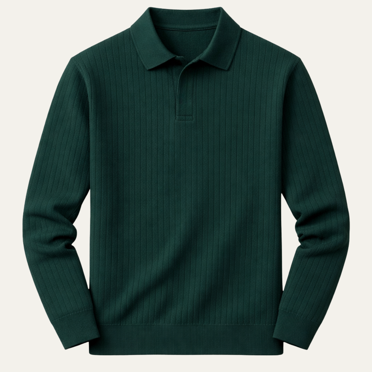 Men's Long Sleeve Ribbed Polo Shirt - VibreMode
