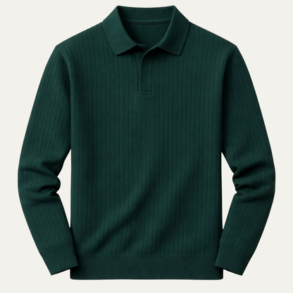Men's Long Sleeve Ribbed Polo Shirt - VibreMode