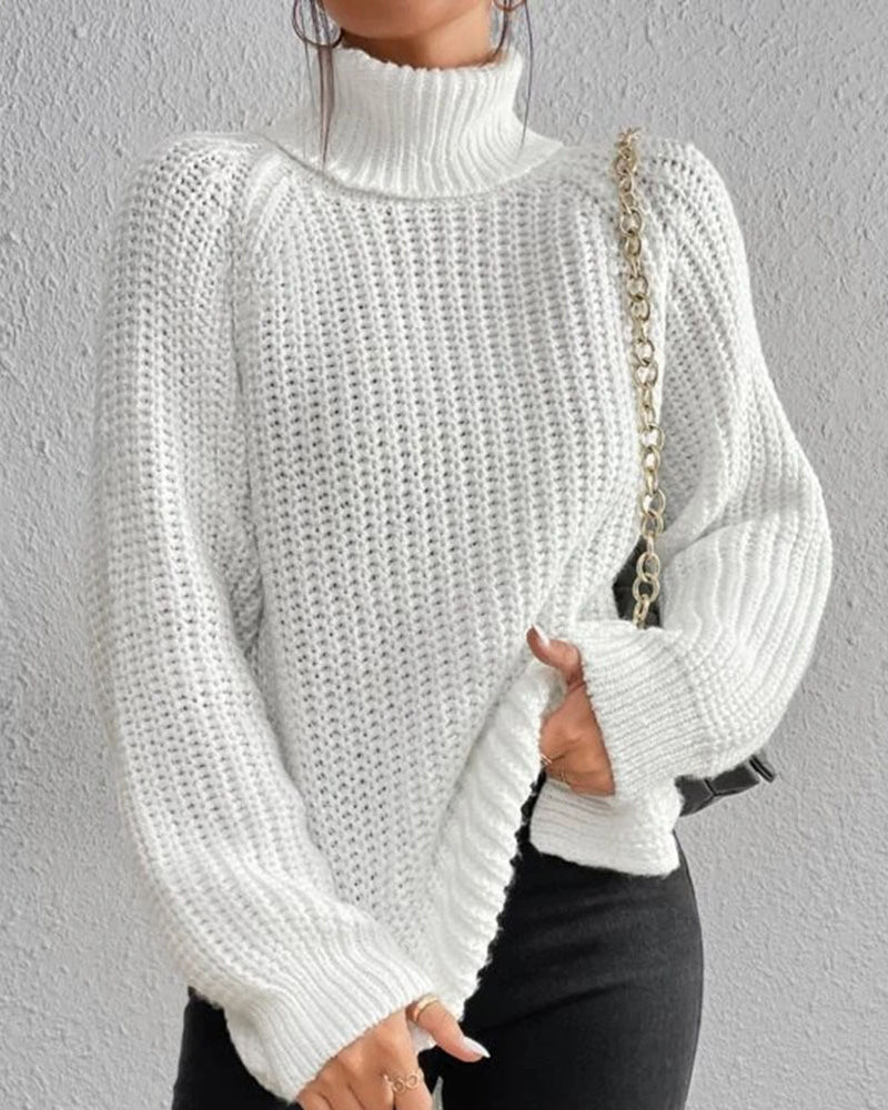 Women's Relaxed Fit Knit Turtleneck Sweater - VibreMode