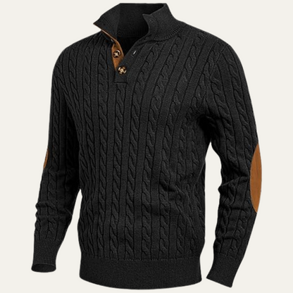 Men's Cable Knit Sweater Stand Collar - VibreMode
