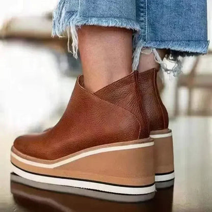 Women's Ankle Boots Wedge Heel Vintage Style - VibreMode